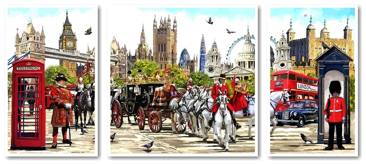 Картина за номерами 50х110 см Триптих Babylon Лондон-столиця Англії та Сполученого Королівства (VPT 045)