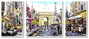 Картина за номерами 50х110 см Триптих Babylon Париж столиця Франції (VPT 046)