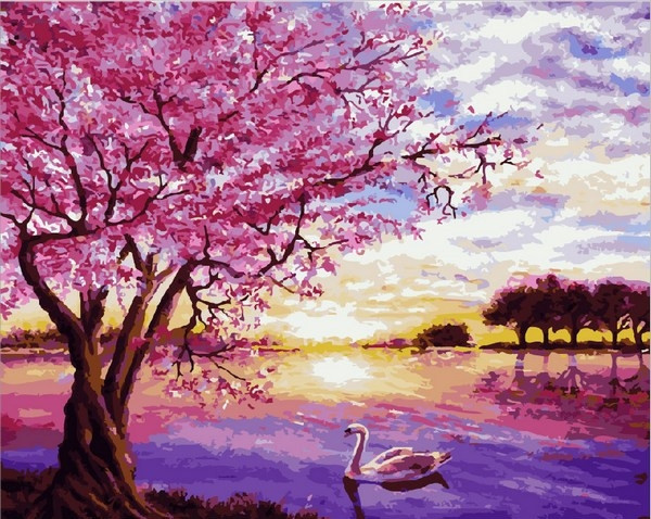Картина за номерами 40х50 см Mariposa Захід у рожевих тонах Художник Енн Марі Бон (Q 2073)