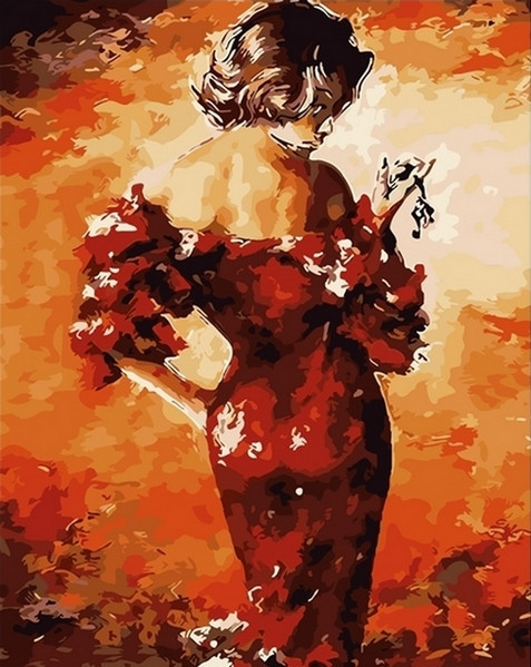 Картина за номерами 40х50 см Mariposa Леді в червоному Художник Эмерико Імре Той (Q 2078)