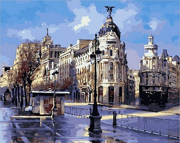 Картина за номерами 40х50 см Mariposa Дощ на Гран-Віа, Мадрид Художник Рікардо Санз (Q 2102)