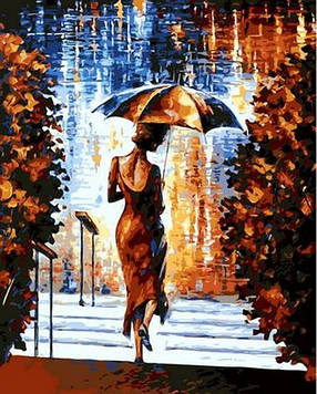Картина за номерами 40х50 см Mariposa Дівчина під парасолькою Художник Афремов Леонід (Q 681)