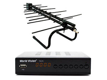 Тюнер Т2 World Vision T625A + антена ES-005 з підсилювачем + універсальний пульт