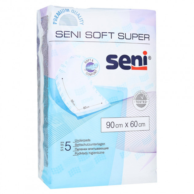 Одноразовые пеленки SENI SOFT Super 90х60 см 5 шт - фото 1 - id-p1266813837