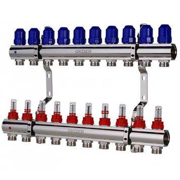 Колекторний блок з витратомірами  KR.1110-10 - 1"x10 WAYS (на 10 виходів)