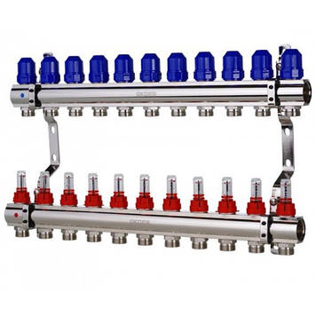Колекторний блок з витратомірами KOER KR.1110-11 - 1"x11 WAYS (на 11 виходів)