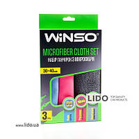 Серветка з мікрофібри WINSO (3 шт.) 30x40 см (універсальна, полірування, скло) (150220), 150220