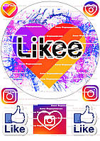 №5 Вафельна картинка лайк лайкі кругла на торт для торта харчовий друк їстівний папір