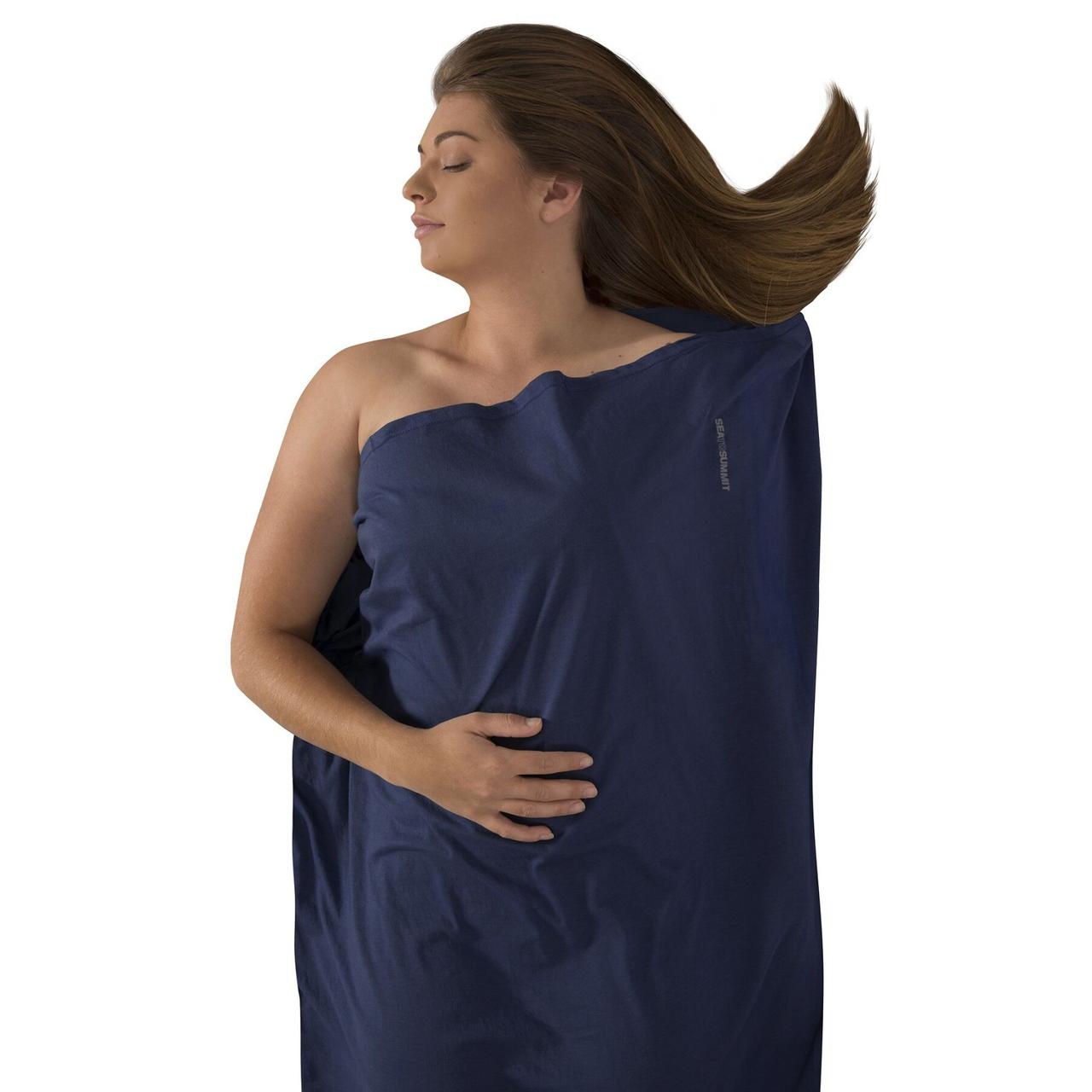 Вкладиш в спальник Sea To Summit Silk-Cotton Rectangular Navy Blue, 185 см (STS ASLKCTNSTDNB)