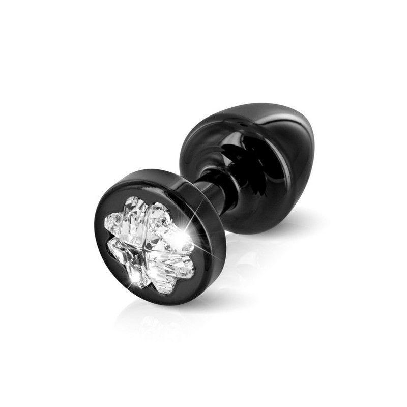 Пробочка Diogol Anni R Clover Black Кристал 30 мм, 4 кристали Swarovski у вигляді пелюстки конюшини, фото 1