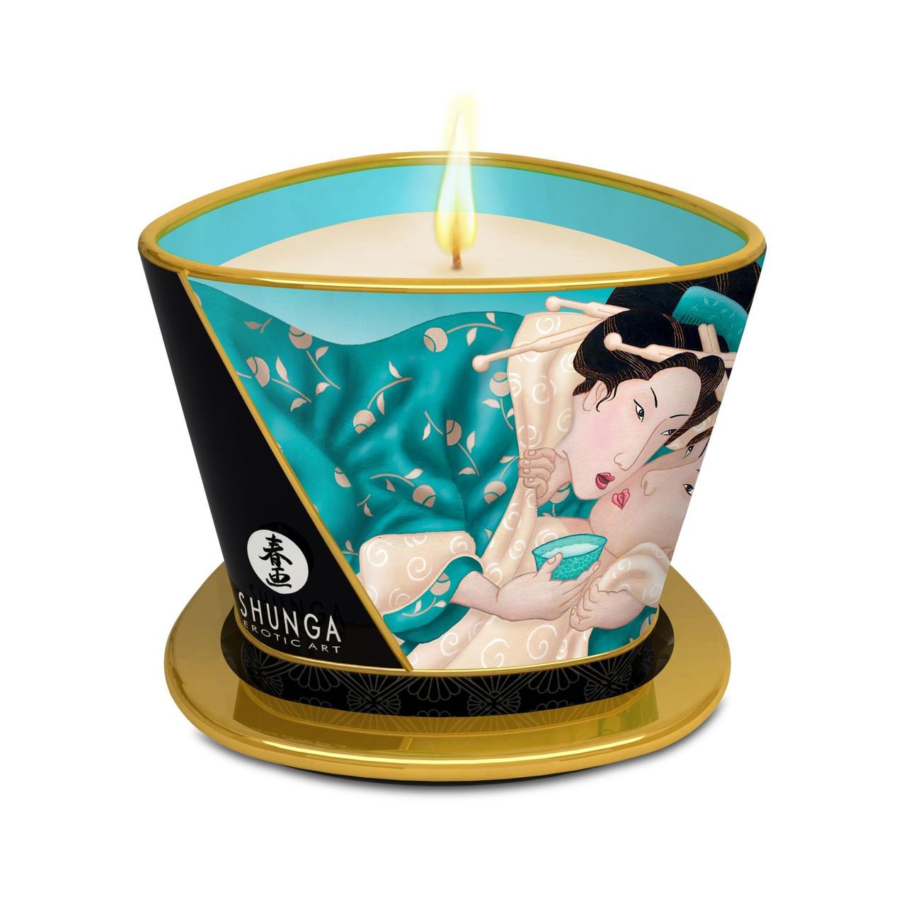 Масажна свічка Shunga Massage Candle - Island Blossoms (170 мл) з афродизіаками, фото 1