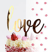 Топпер фигурка на торт зеркальный двусторонний Manific Decor "love" на свадьбу