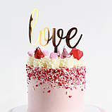 Топер фігурка на торт дзеркальний двосторонній Manific Decor "love" на весілля, фото 3