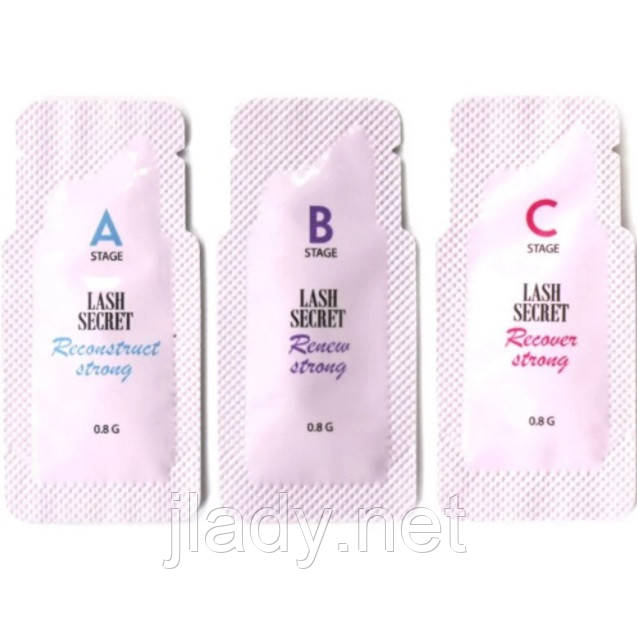 Набір складів А, В, С Strong Lash Secret (для жорстких і щільних вій) 0,8 г