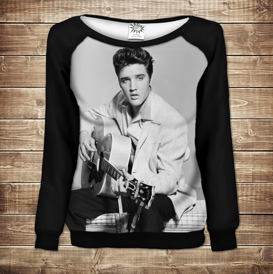 Жіночий світшот - реглан з відкритими плечима з 3D принтом-83 ELVIS PRESLEY
