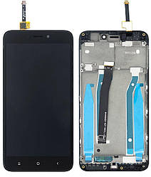 Дисплей для Xiaomi Redmi 4X, Xiaomi Redmi 4X Pro, модуль (екран і сенсор), з рамкою, оригінал Чорний