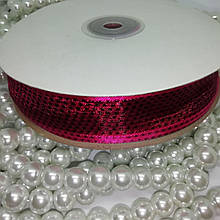 Стрічки органза з атласною смугою та горошинами Колір малиновий 25 мм 45 м