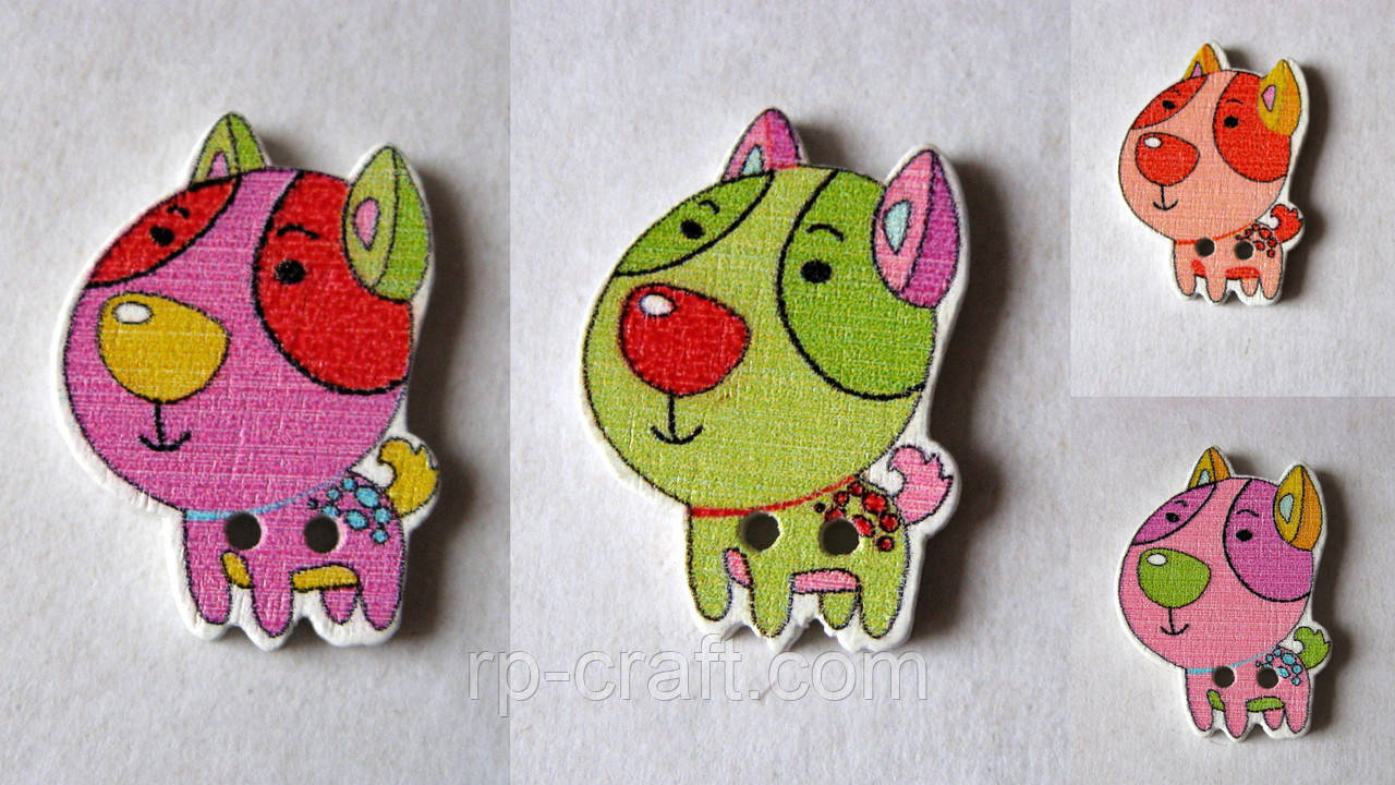 Гудзик дерев'яний, декоративний. Пес, 18х25 мм, фото 1