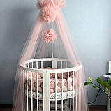 Овальне \ кругле ліжко трансформер на маятнику з матрацом + КОМОД пеленатор, фото 3