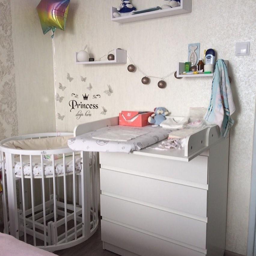 Овальне \ кругле ліжко трансформер на маятнику з матрацом + КОМОД пеленатор, фото 1