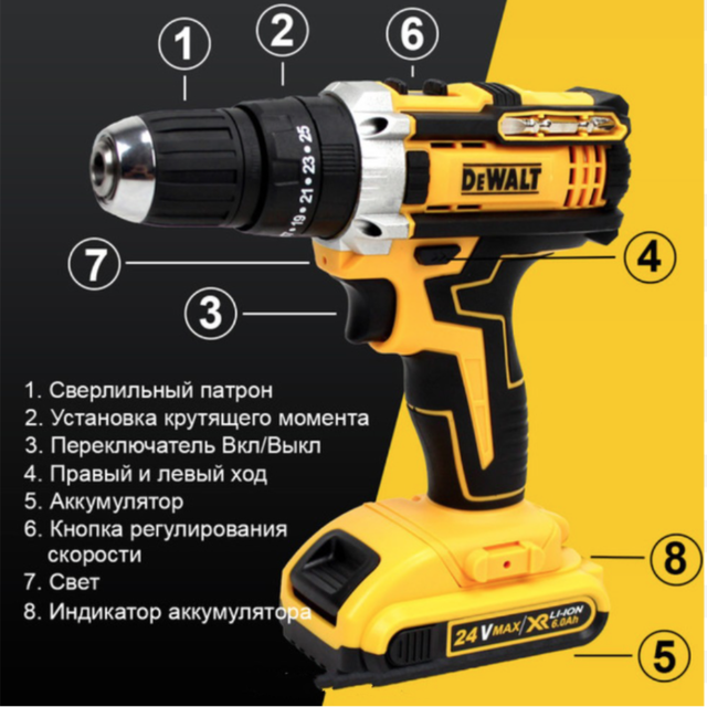 Купить Шуруповерт Ударный аккумуляторный DeWALT DCD791 24V 6Ah ...