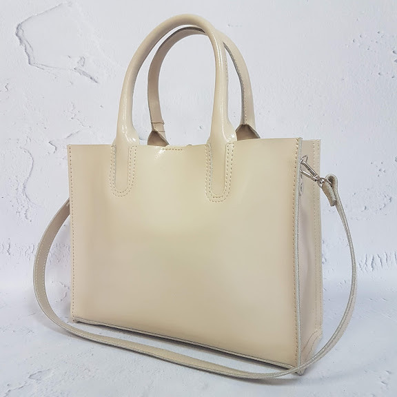 Сумка жіноча "СОЛО" натуральна шкіра, слонова кістка глянець, фото 1