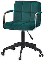 Кресло Arno-Arm BK Modern Office бархат зеленый B-1003, с подлокотниками на черной крестовине с колесами