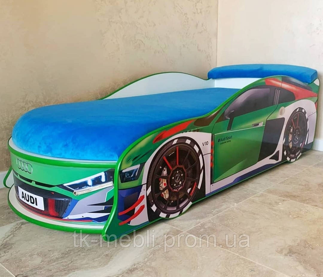 Кроватка машинка Ауди Турбо (Audi Turbo) зеленая - фото 1 - id-p994317847