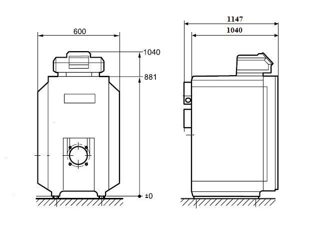 Габаритные размеры котла на отработке Buderus Logano 95 кВт Фото