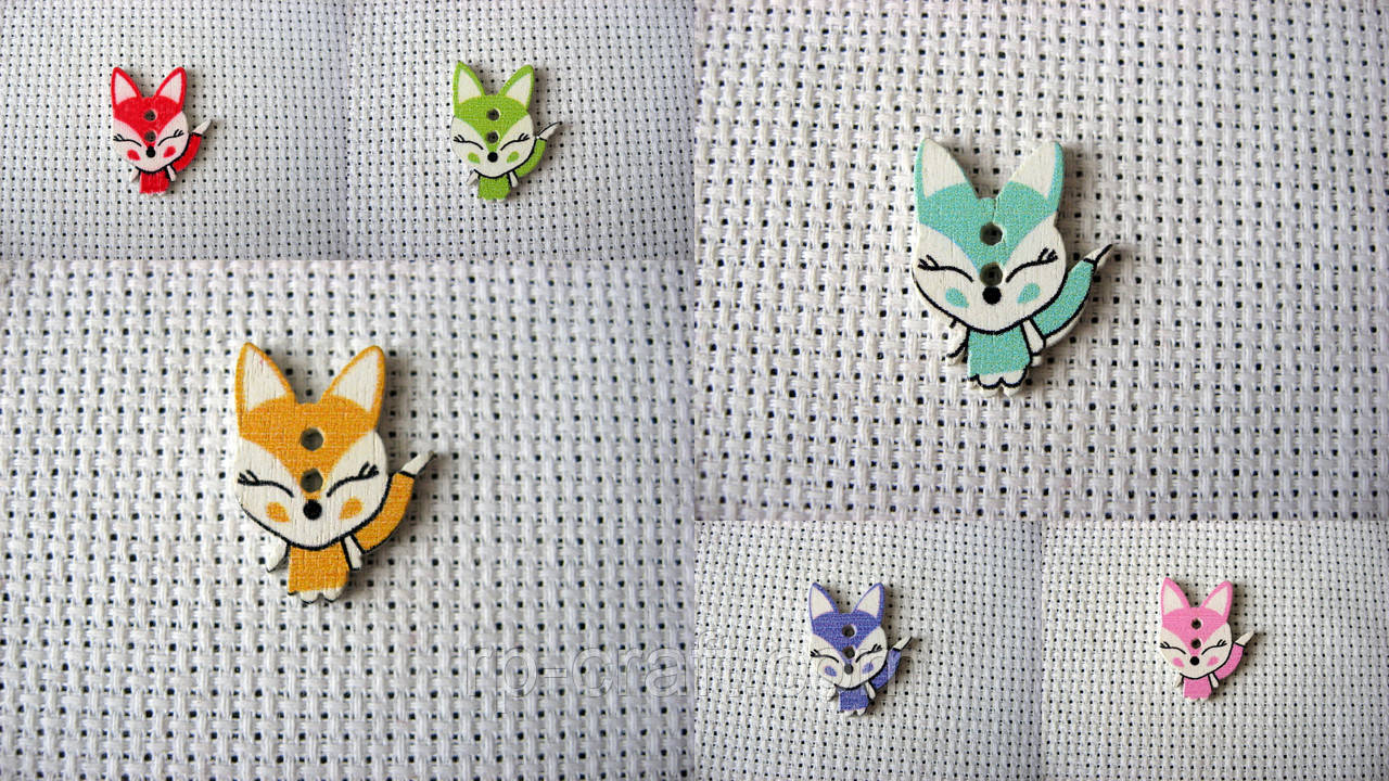 Гудзик дерев'яний декоративний. Лисиця,17х22 мм, фото 1