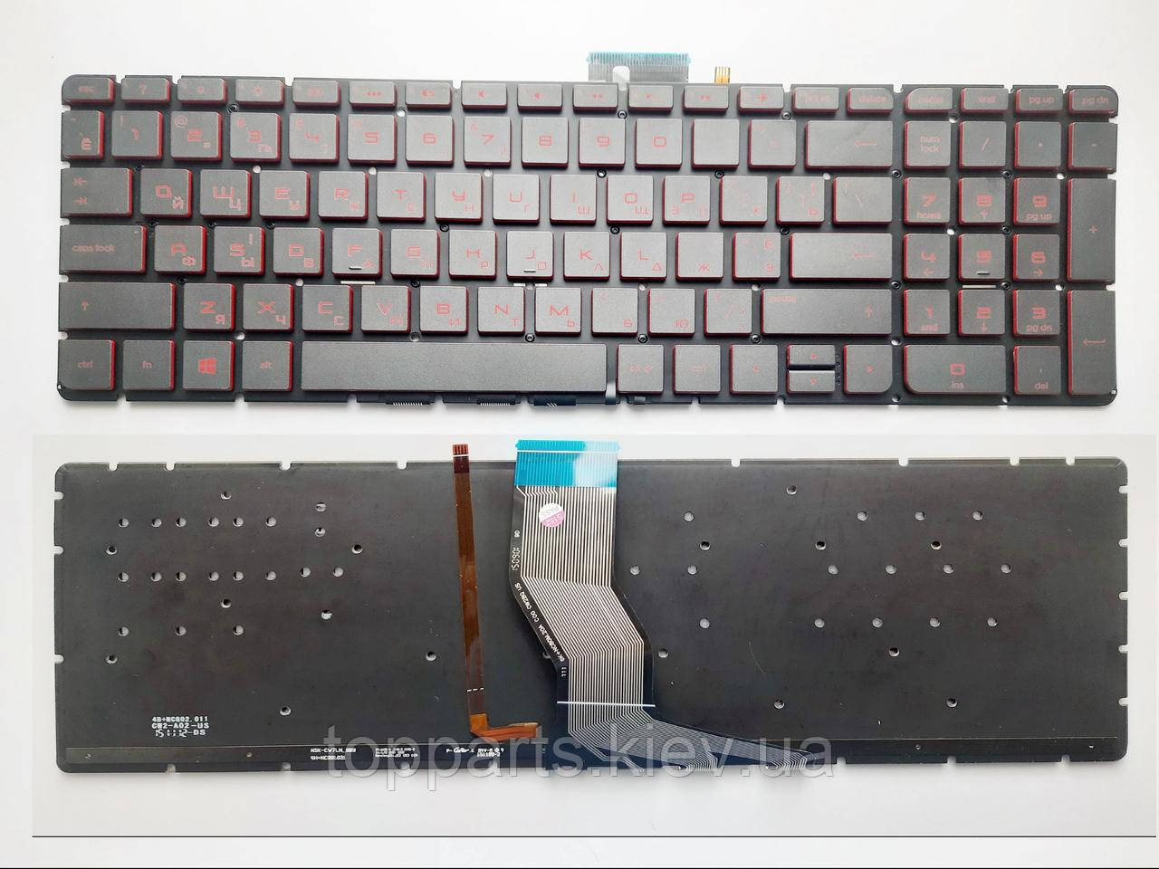 Клавіатура для ноутбуків HP Pavilion 15-AB, 15-AK, 17-AB, Omen 15-AX чорна без рамки з підсвічуванням RU/US