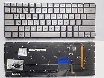 Клавіатура для ноутбуків HP Spectre 13-3000 Series срібляста без рамки з підсвічуванням RU/US