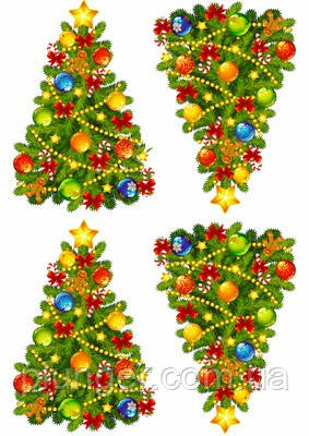 Вафельна картинка для пирогів, тістечок топперов "Ялинки", (лист А4) 2, фото 1