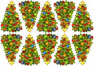 Вафельна картинка для пирогів, тістечок топперов "Ялинки", (лист А4) 3