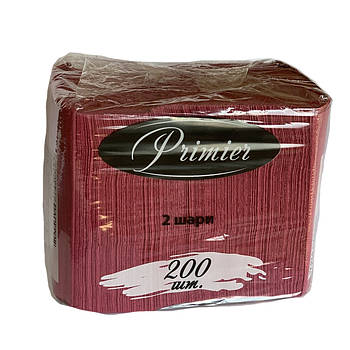 Серветка бордова їдальня 33см 2-шарова 200 шт. Primier