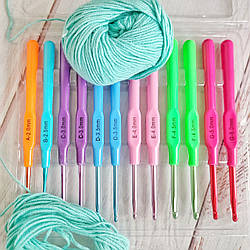 Набір гачків для в'язання/колір мікс/довжина 14 см/No 2, 2,5, 3,5, 4, 4,5, 5/набір з 12 шт.
