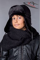 Стильная детская шапка ушанка для мальчиков Im-110 Фиона Украина Черный 52-54 см ӏ Одежда для мальчиков.Топ!