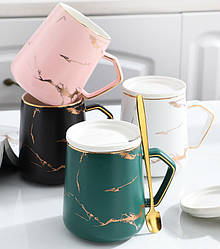 Керамічна мармурова чашка. Модель 3671