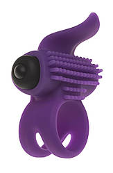 Ерекційне виброкольцо Adrien Lastic Bullet Lastic Ring з язичком і щіточкою для стимуляції клітора