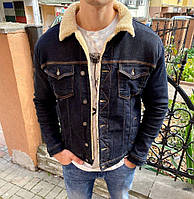 Куртка мужская джинсовая на меху зимняя черная, джинсовка мужская утепленная Турция, теплая молодежная куртка