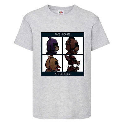Футболка Аніматроніки 5 Ночей Фредді (FNF-01) сіра