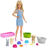 OUTLET Barbie Wash Pets FXH11 Лялька Барбі Купай та грай із цуценям, кошеням і кроликом Пошкоджена коробка, фото 2