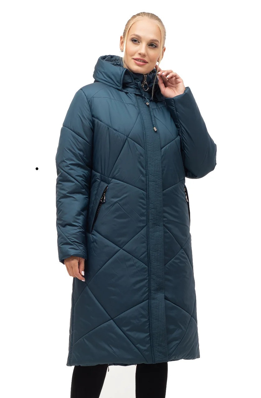 Жіночий теплий легкий батальний пуховик на синтепусі, фото 1