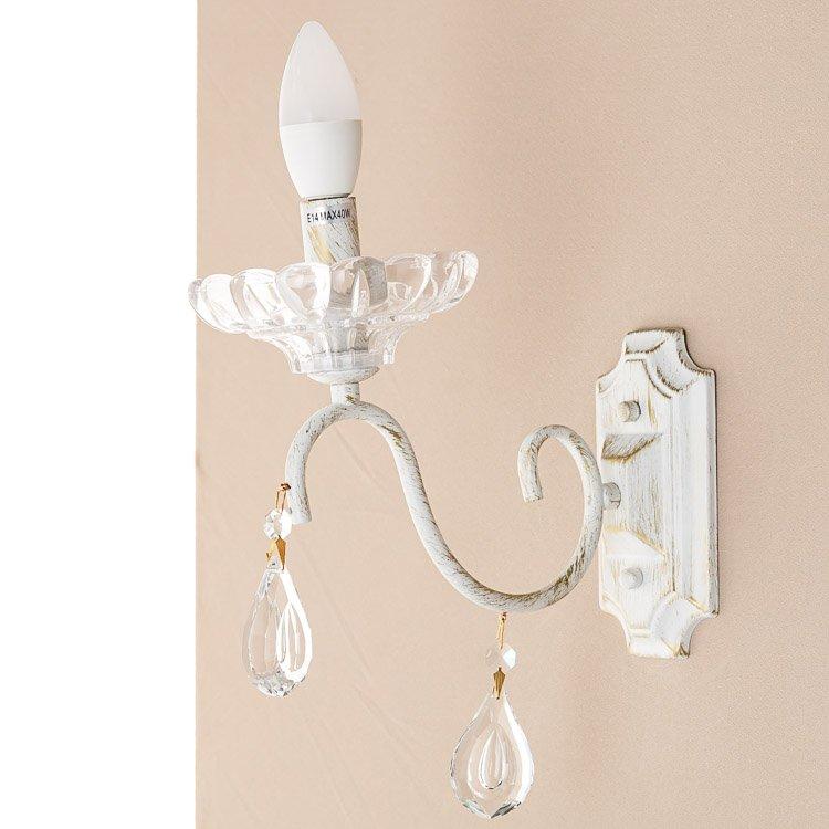 Бра біла на 1 свічку зі скляним декором SLAVIA OU097/1W