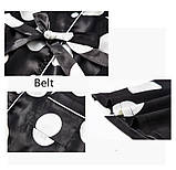 Піжама жіноча шовкова в стилі VS з довгим рукавом. Комплект атласний в горошок для сну, будинку (чорний), фото 3