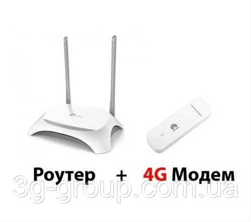 Стаціонарний 4G Wi-Fi роутер TP-Link TL-WR842N + модем Huawei E3372-h607