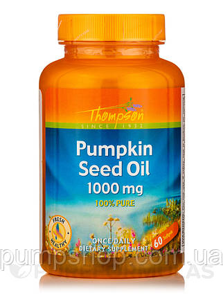 Олія насіння гарбуза Thompson Pumpkin Seed Oil 1000 мг 60 капс., фото 2