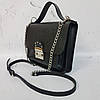 Сумка жіноча "Біанка" натуральна шкіра, чорна з двома ременями, фото 4