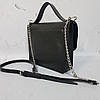 Сумка жіноча "Біанка" натуральна шкіра, чорна з двома ременями, фото 5