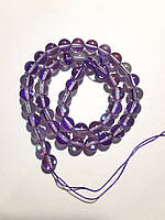 Бусины Опаловое стекло Фиолетовое на нитке d-8.5мм(+-) L-38см(+-)